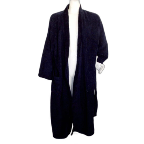 new ULTA Robe, OS, Textured Navy Blue, Wrap front, Sash Belt, Pockets - Picture 6 of 12